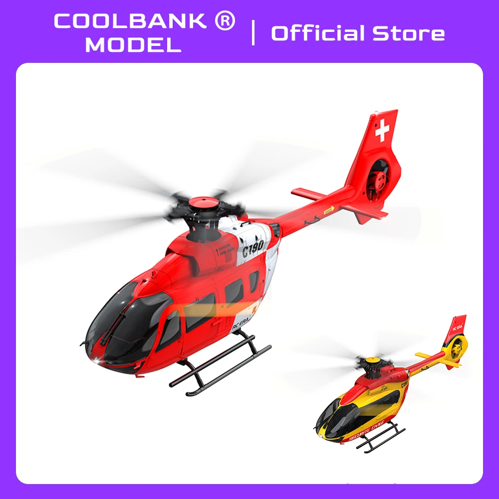 Coolbank 1:28 Remote-controlled Helicopter C190 Dual Brushless 6CH Single Rotor Aileron Free Tail 3D Optical Flow H145 Adults