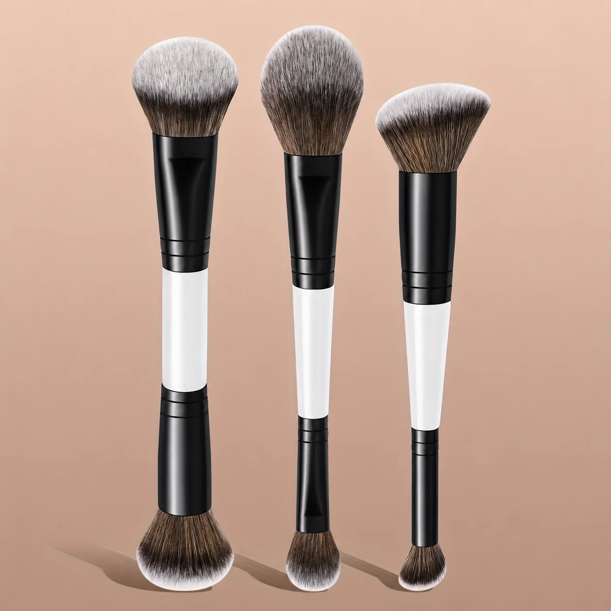 Conjunto de 3 Pincéis de Maquiagem Facial, Pincel para Base, Pincel para Blush, Pincel para Corretivo, Cerdas Macias, Uso Diário, Presente para Mulheres, Kabuki