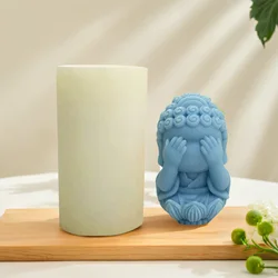 1 piece, three-dimensional, no listening, no viewing, no speaking, lotus base, small Buddha statue, candle, silicone mold