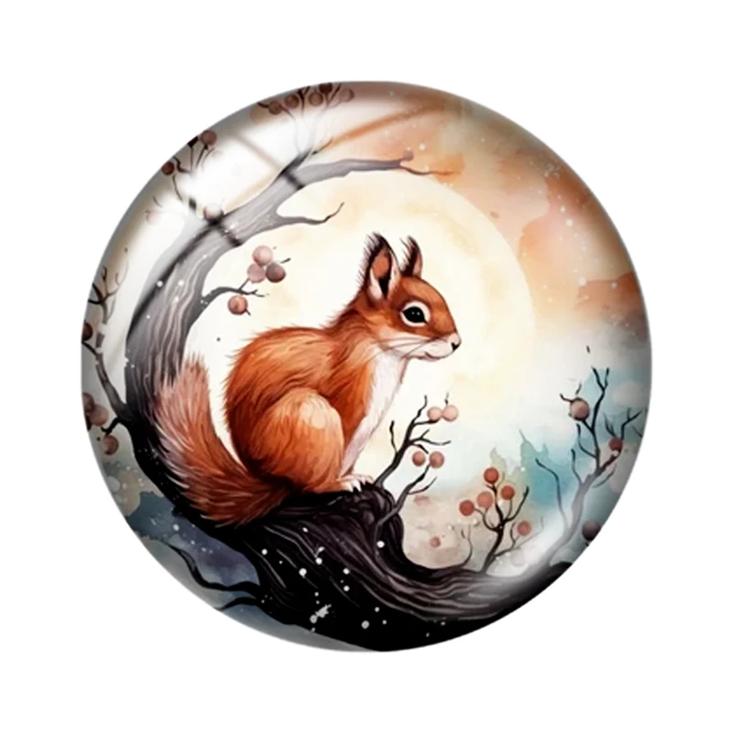 Watercolor Squirrels mixed 10pcs 12mm/18mm/20mm/25mm Round photo glass cabochon demo flat back Making findings