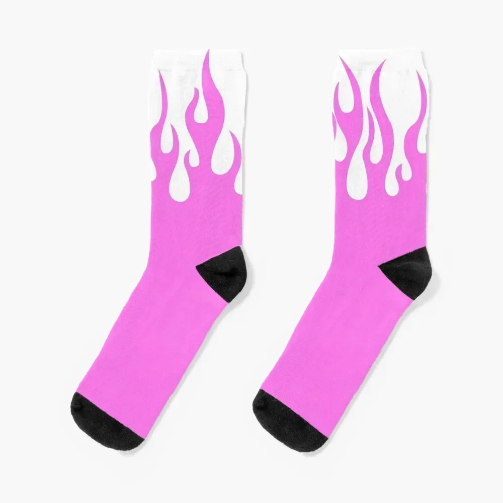 

Solid Pink Flames Y2K Aesthetic Cute Baddie Socks cool floor luxury Male Socks Women's