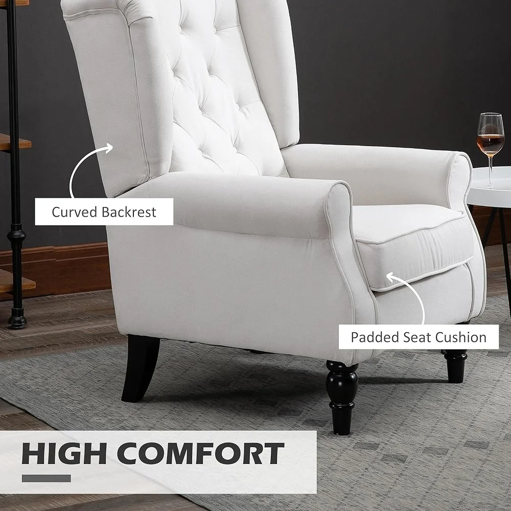 Silla decorativa moderna de mediados de siglo, sillón tapizado con botones y respaldo alto, patas de madera Retro, muebles de oficina para sala de estar