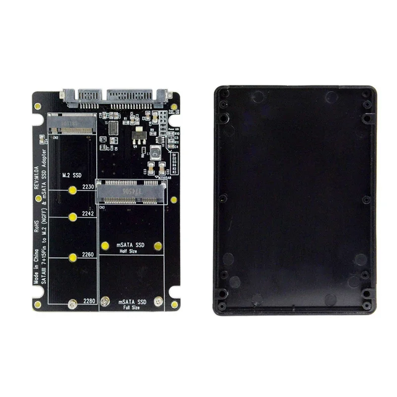 M.2 NGFF B-key & mSATA SSD to SATA 3.0 2 in 1 Combo Adapter Converter Case Enclosure