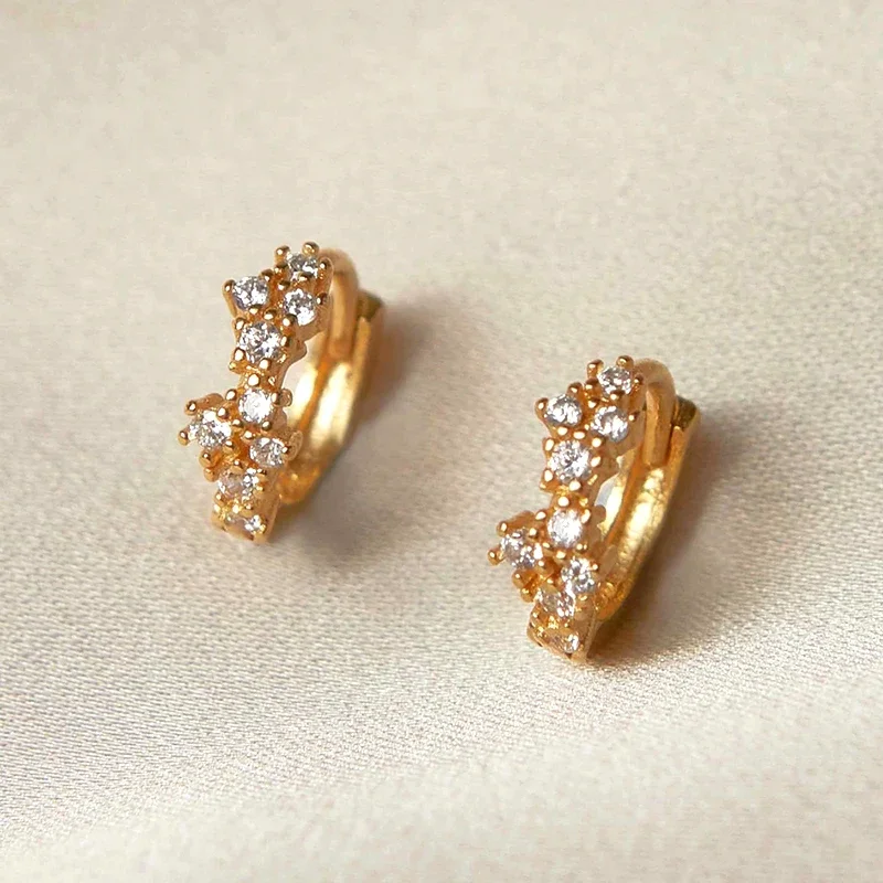 925 Sterling Silver Needle Irregular White Zircon Hoop Earrings For Women Pearl Ear Buckles Vintage Luxury Crystal Jewelry Gifts