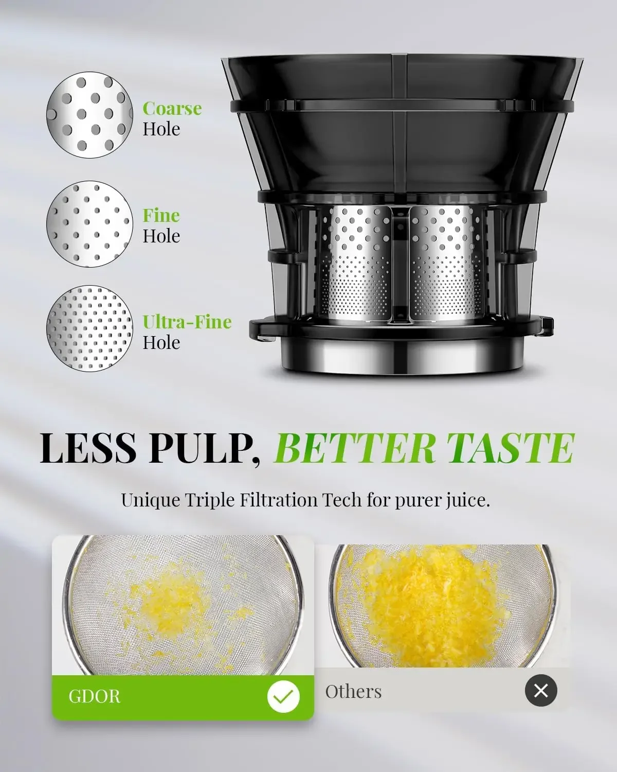 Press Juicer Machines, 5.3" Extra Feed Chute Masticating Juicer Fit Whole Vegetable and Fruit, Self Feeding Slow Pure Juicer Eas