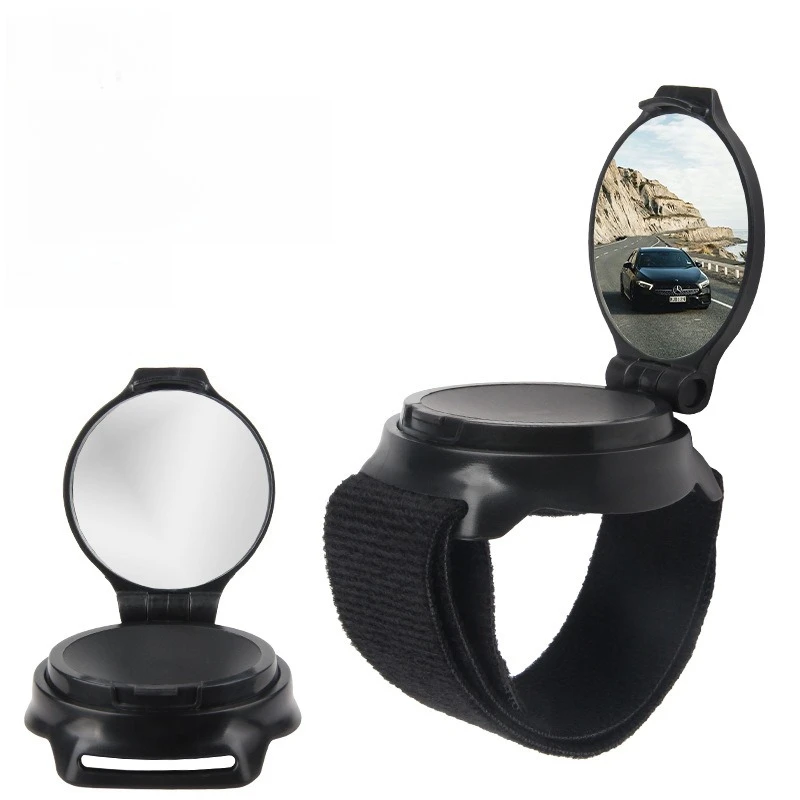 Bicycle Rearview Mirror with Wrist Strap and Arm Adjustable 360 Degree Rotating Reflector