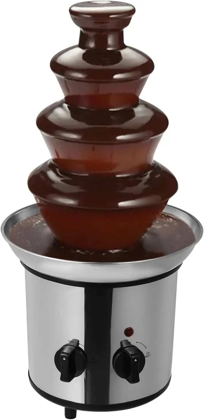 

4-Tier Electric Chocolate Fountain 60oz Melting Machine Temperature Control for Candy Butter Cheese Silver