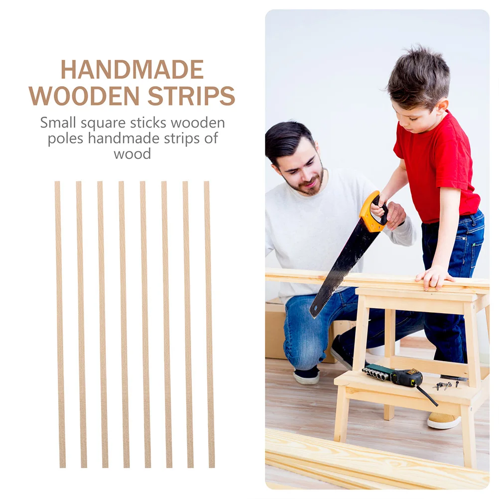 

90 Pcs Wooden Poles and Strips ' Handicrafts Sticks Materials Woodcraft DIY