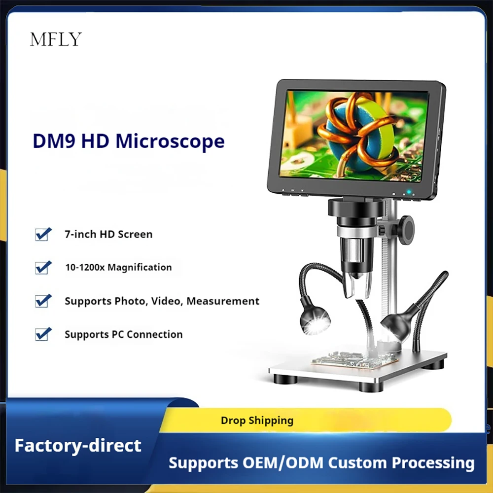 

7" Coin Microscope LCD Digital Microscope 1200X1080P USB Coin Magnifier for Error Coins with Metal Stand For MacOS Windows