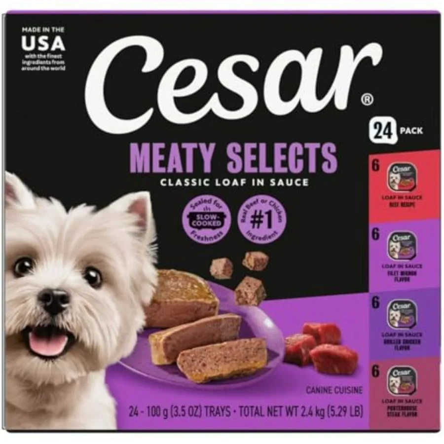 

Classic Loaf in Sauce Wet Dog Food, Beef Recipe, Filet Mign Flavor, Grilled Chicken Flavor, and Porterhouse Steak Flavor, 3.5 o