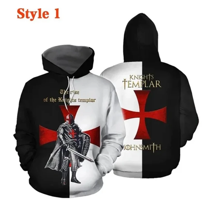 Knight Templar Mens Hoodie Sweatshirt 3d Printed Men Women Casual Hooded Sweatshirts Pullover Hip Hop Harajuku Streetwear Tops