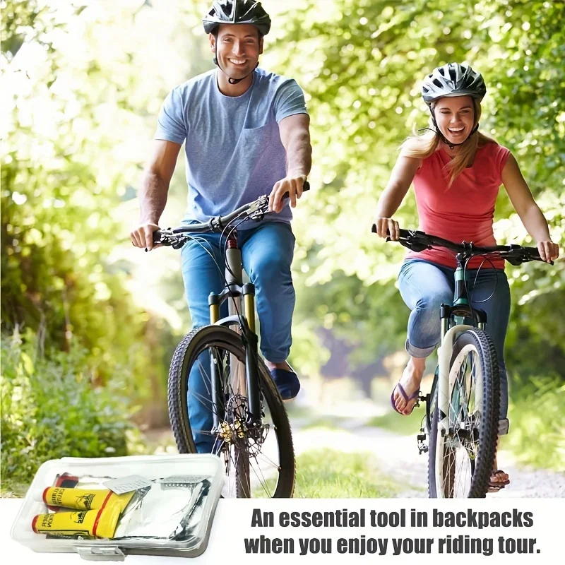 32pcs Bike Tire Repair Kit - Bicycle Inner Tube Puncture Patch Set with Vulcanizing Patches for Road/Mountain Cycling