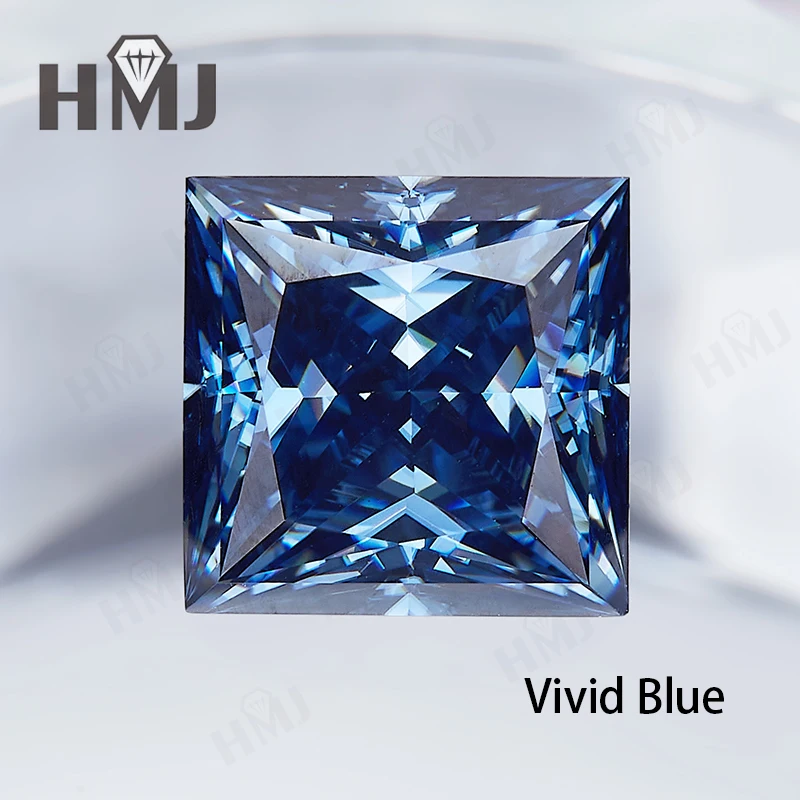 

Moissanite Diamond Princess Shape 0.3-10CT Vivid Blue Color VVS1 Clarity GRA Certificate Advanced Jewelry Making Materials Diy