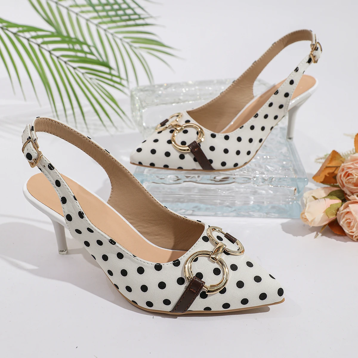 

Туфли-лодочки на тонком каблуке с острым носком и бантом в горошек, с прямым ремешком, для подружек невесты, сандалии с открытым носком