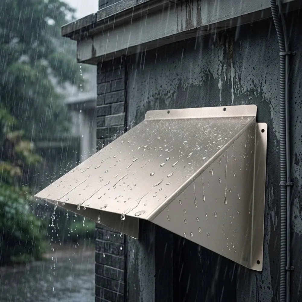 Stainless Steel Exterior- Wall Vent Cap Rain Cover Weatherproof Air Vent Cover Hood Rain Deflector For Wall Ventilation