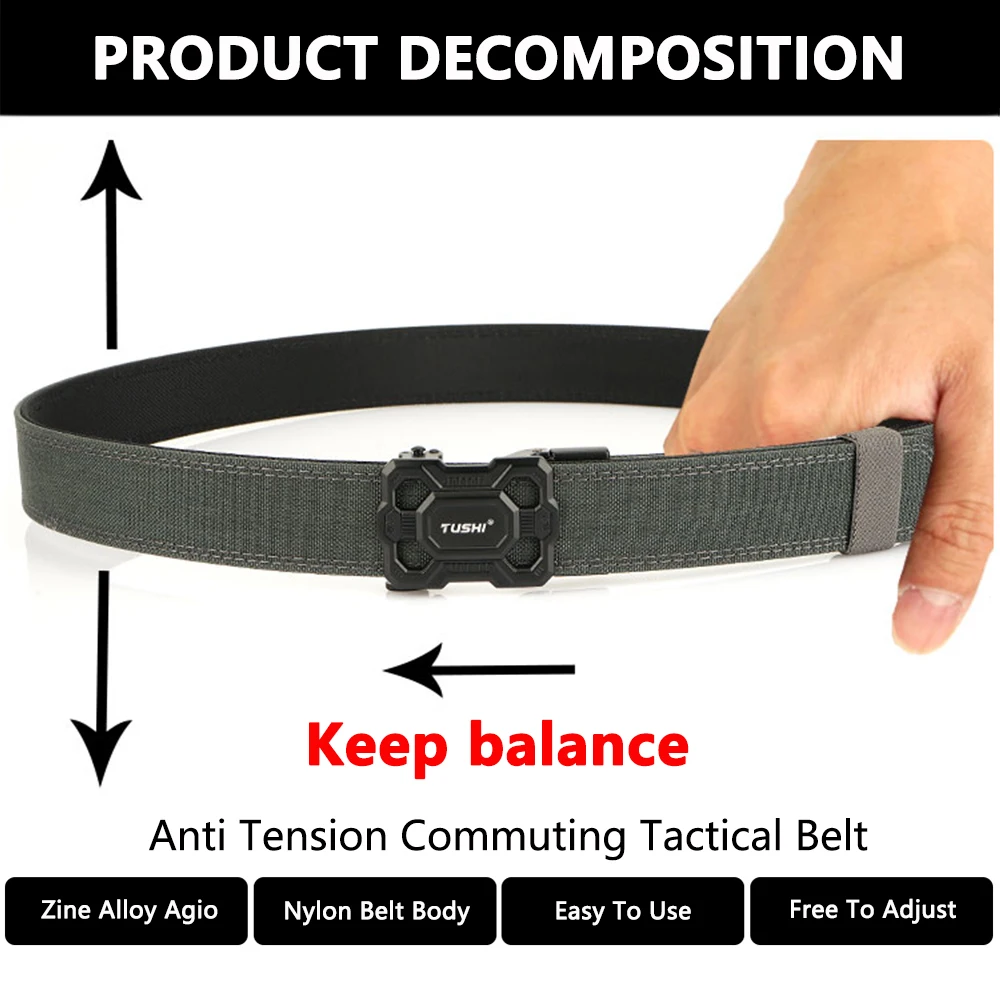جديد أنيق الصلب التكتيكية حزام للرجال المعادن التلقائي مشبك ضيق النايلون حزام عسكري قاسية حزام العمل جامدة حزام غير رسمي الذكور #6