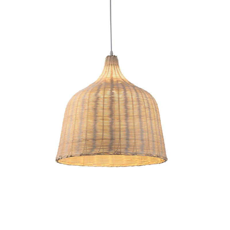 

Hand Knitted Rattan Hanging Light with E27 Bulb Suspesnion Pendant Lamp Handwoven Wicker Chandelier