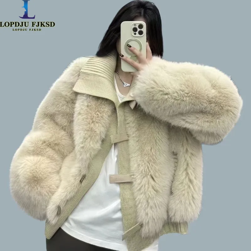 New Women's Autumn Winter Faux Fur Short Coats Warm Coat Female Turn-down Collar Outerwear Overcoat Thick Jacket