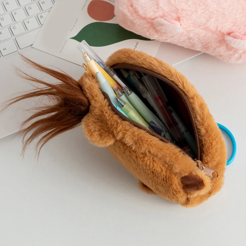 Large Capacity Creative Pencil Bag Cute Cartoon Capybara Stationery Storage Bag Multi-functional Pen Bag School Supplies