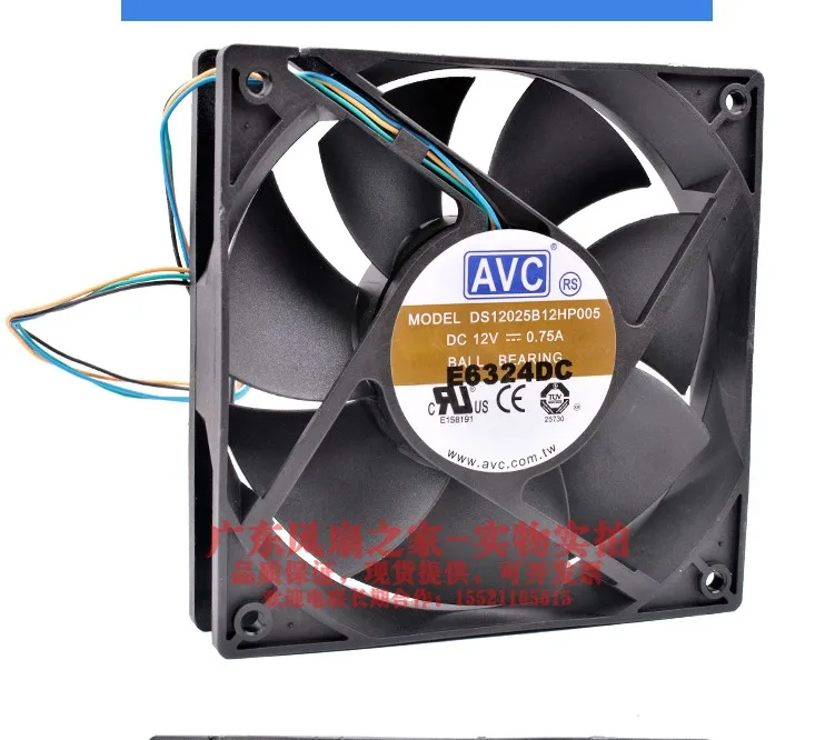 

AVC DS12025B12HP005 DC 12V 0.75A 120x120x25mm 4-Wire Cooling Fan