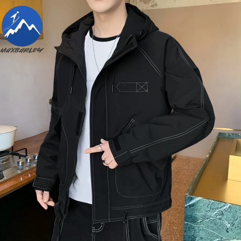 

Мужская куртка, удобная легкая куртка на молнии в корейском стиле, весенне-осенняя повседневная куртка с капюшоном для пешего туризма, спортивная дышащая мужская одежда