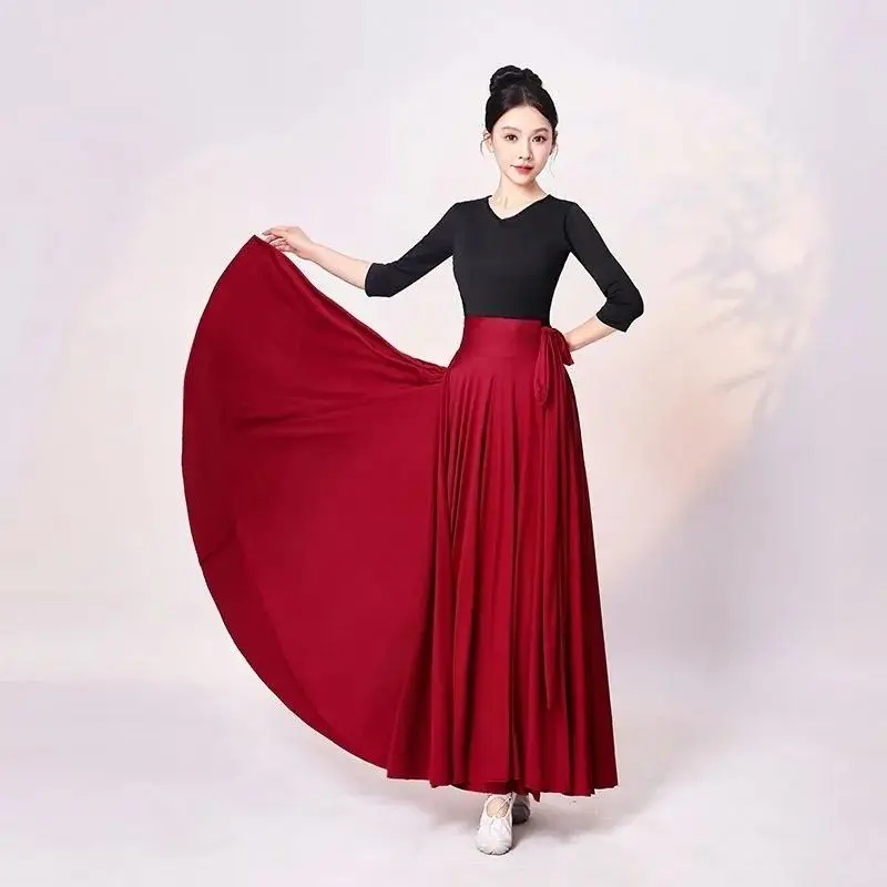 Women Belly Dance Skirt Comfortable Modal Practice Costume Full Skirts Solid Color Large Swing Dancing Dress Beginner bottoms