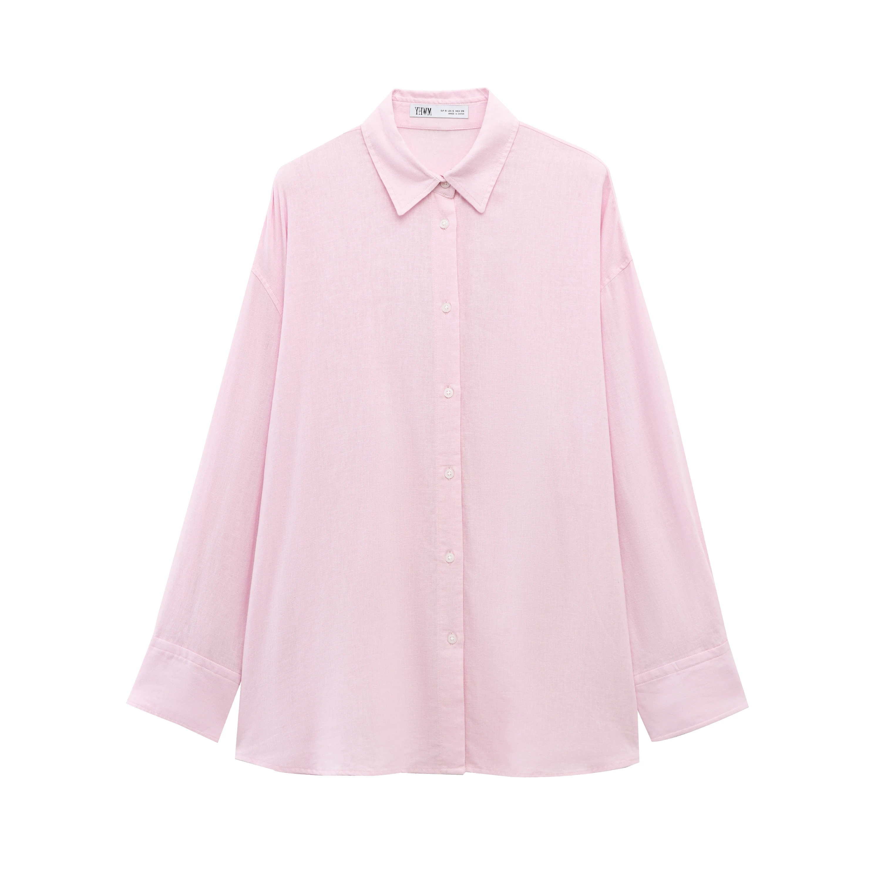 JNLEAOG Autumn New Women's Loose Linen irt Faion Design Sense Polyester Long Sve Casual Sle Pure Color Button down