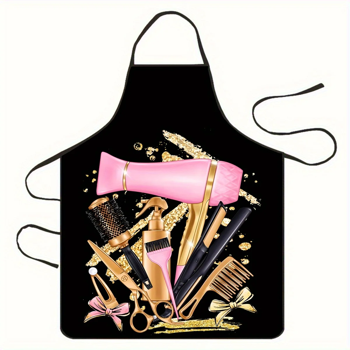 Friseursalon-Werkzeuge Bedruckte Küchenschürze Rosa Haartrockner-Muster Kochschürze Leinen Wasserdicht Friseur-Uniform Verschiedene Größen