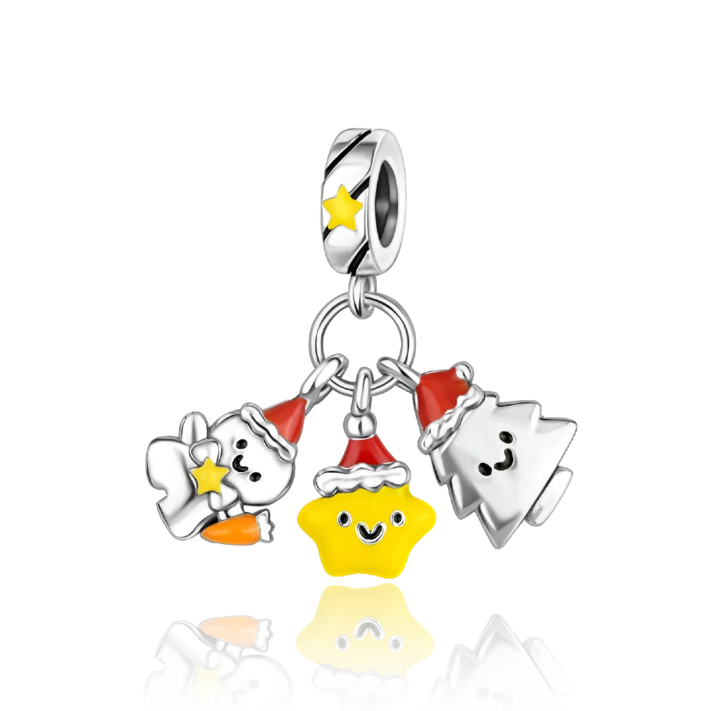 

Danturn 925 Sterling Silver Beads Snowman Christmas Tree Dangle Charm fit Snake Chain Bracelet Fashion Women Jewelry Making