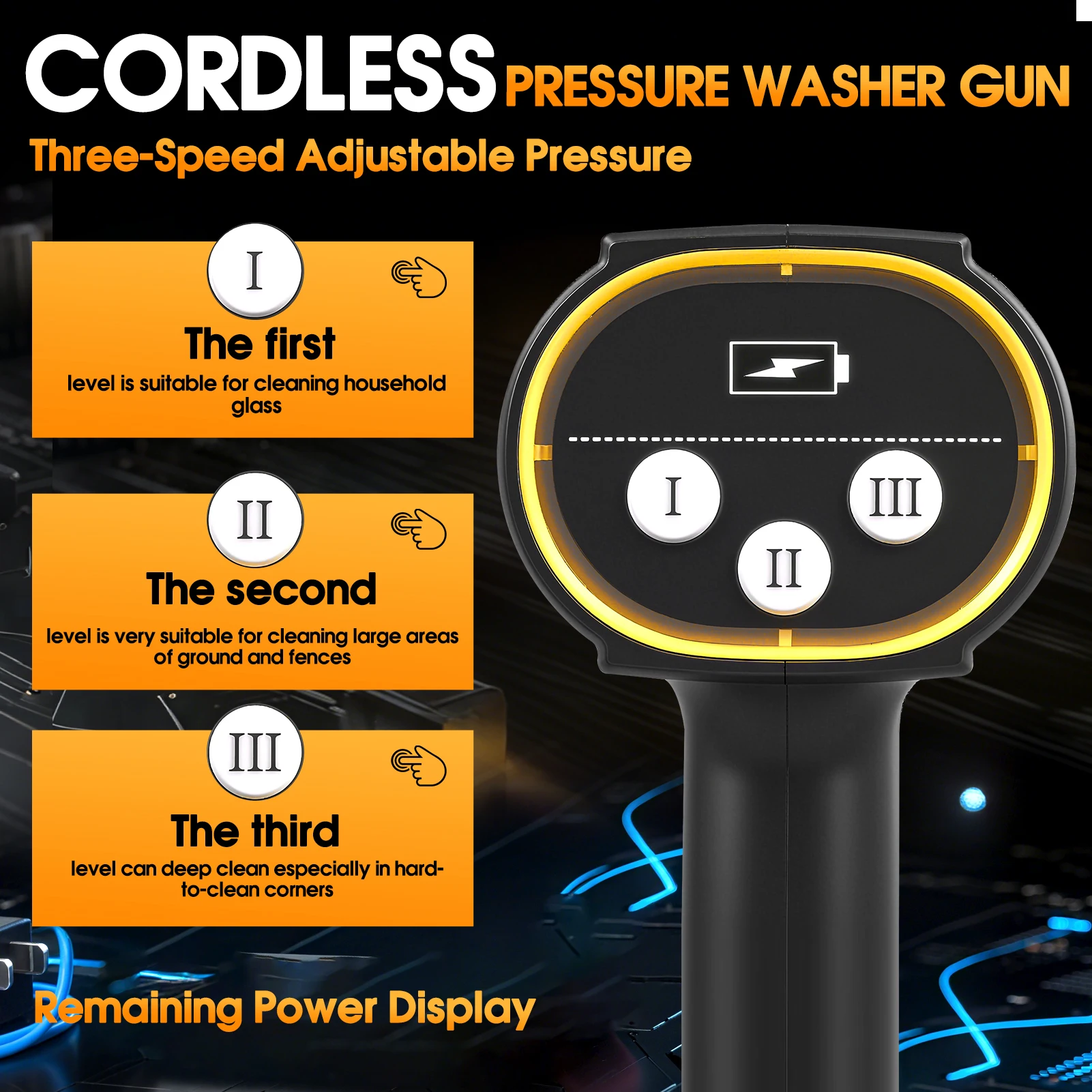 Cordless Pressure Washer Portable Car Cleaner Dual 21V Battery 6 in 1 Nozzle High Power Spray Gun for Home Outdoor Use