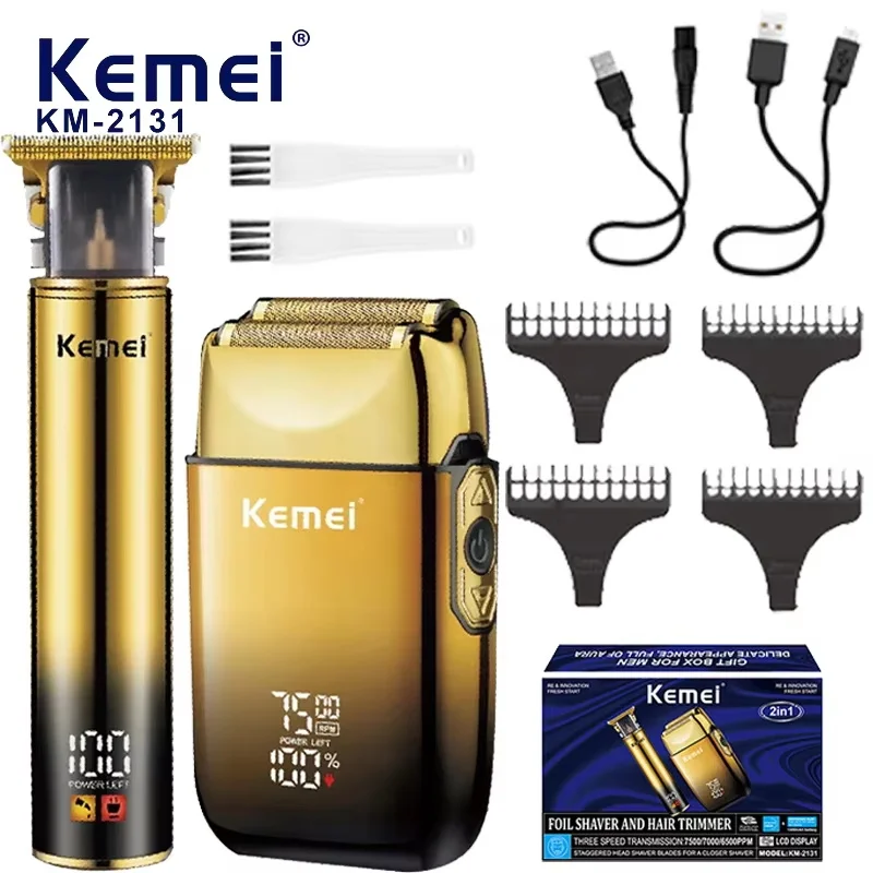 

Kemei 2131 Combo Hair Trimmer Kit Electric Shaver For Men Beard Trimmer Facial Trimer Rechargeable Bald Head Haircut machine