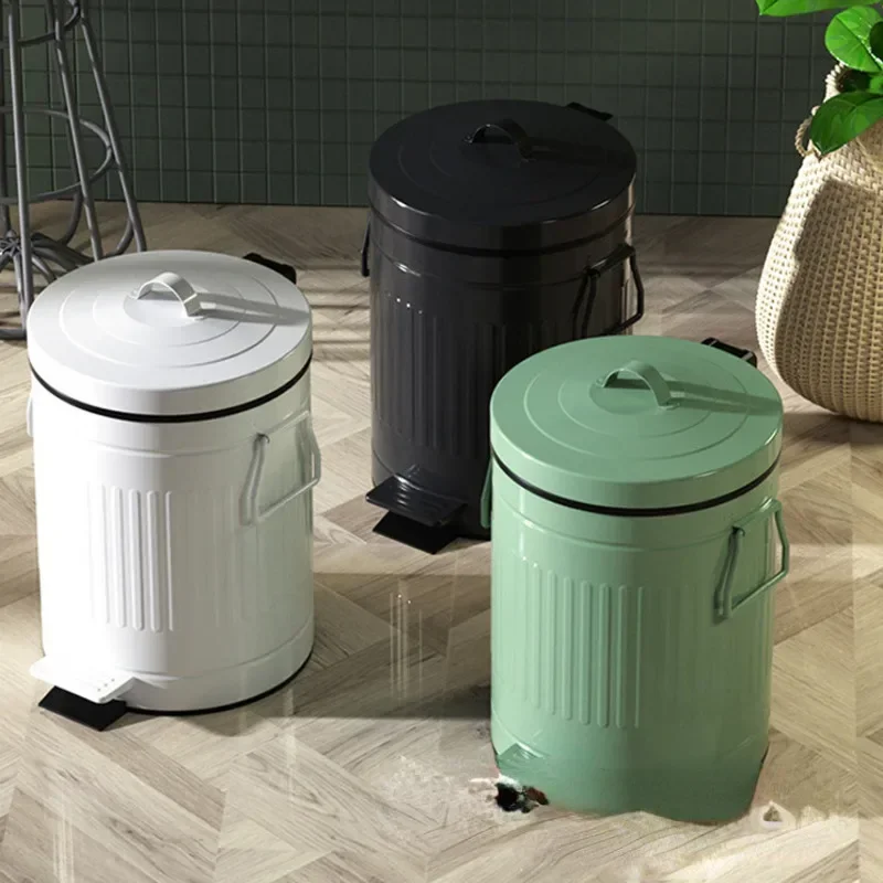 Retro Trash Can with Slow Down Pedal Stainless Steel Luxurious Recycling Bin for Living Room Durable Waste Solution