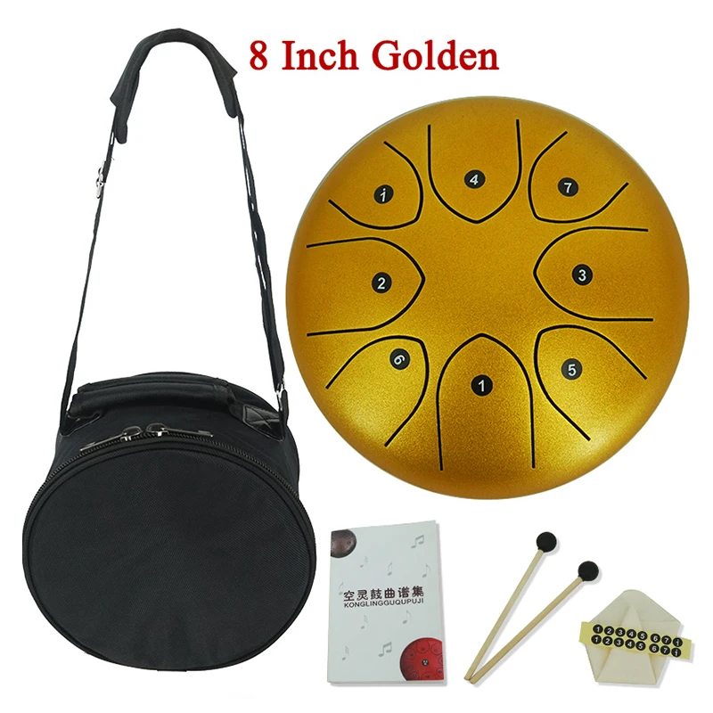 6 Inch 8 Inch Tongue Drum 8 Tune Steel Hand Pan Drum Tank Drums With Drumsticks Padding Bag Percussion Instruments Accessories