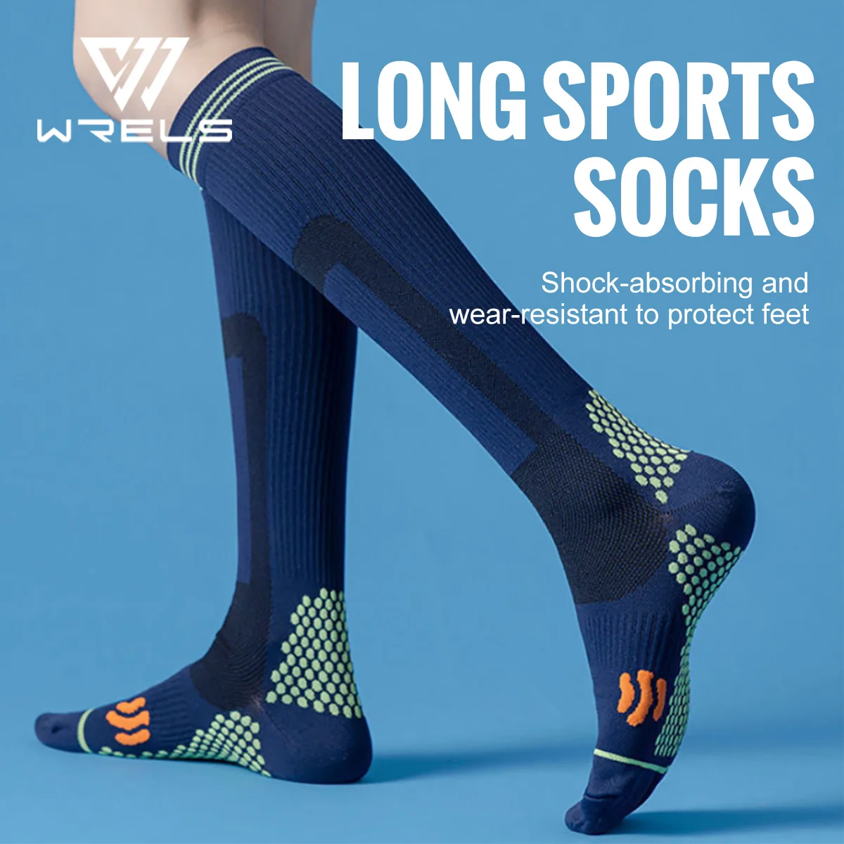 

WRELS Sport Compression Socks Shock-Absorbing Anti-Slip Varicose Veins Socks Absorb Moisture Sweat Running Cycling Travel Socks