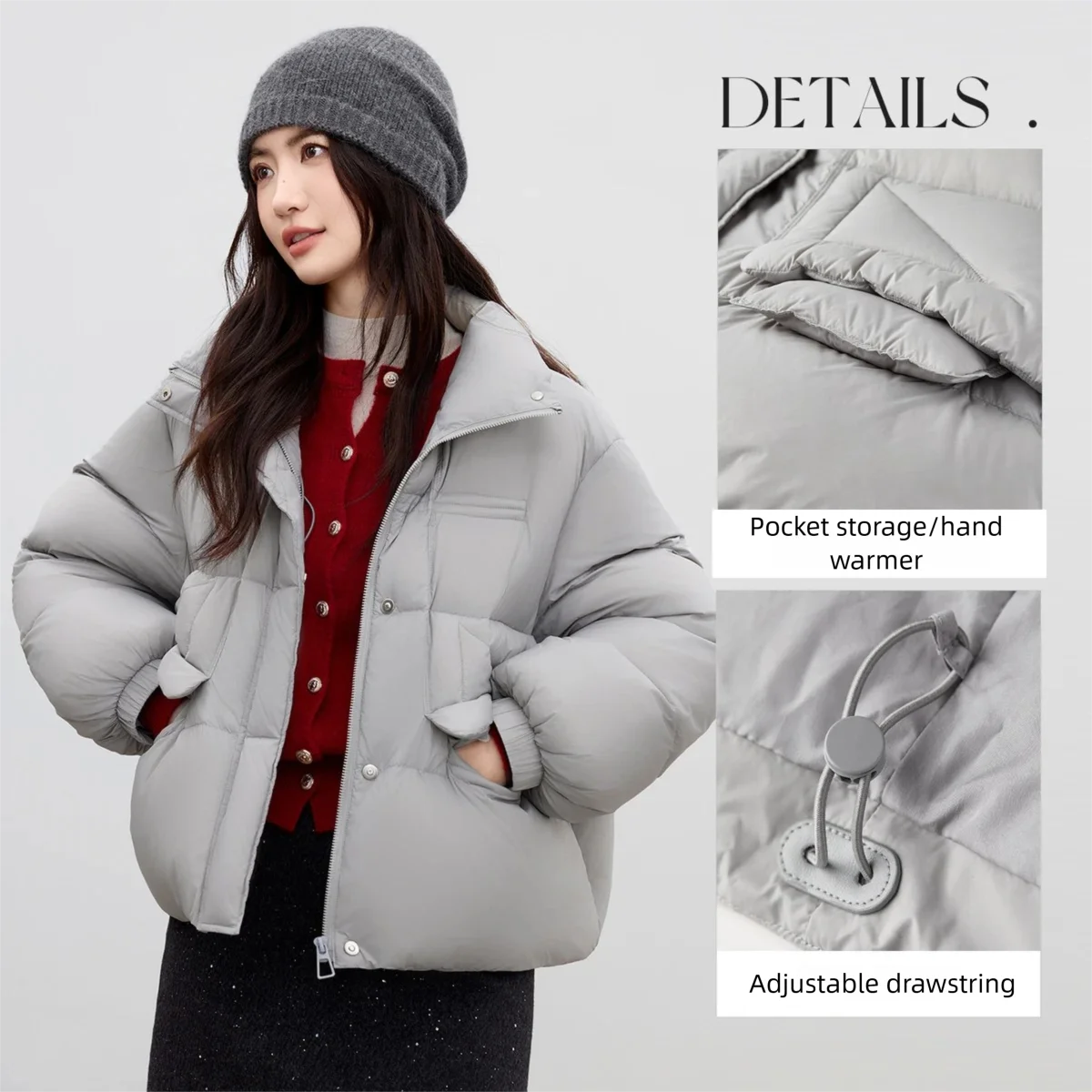 SENTUBILA Women's Winter Down Jackets 2025 Stand-Collar Puffer Down Jacket Lightweight Warm Outerwears Female Clothing W54YC2158