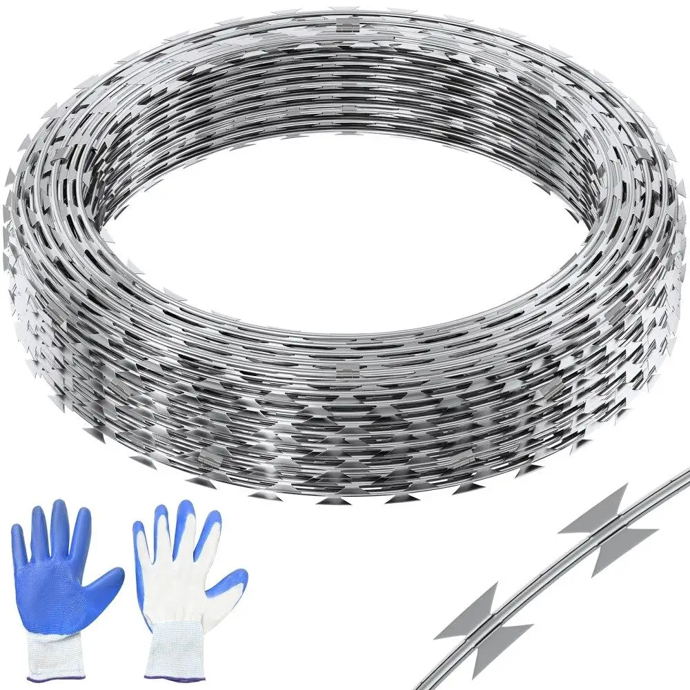 

98FT Barbed Wire Fencing 2 Rolls Double Spiral Wire Galvanized for garden Fence