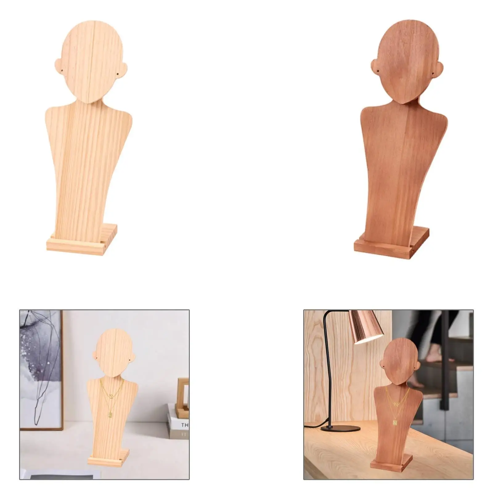 

Jewelry Display Stand with Human Silhouette Design for Necklace Earrings Wooden Holder Storage for Home Boutique