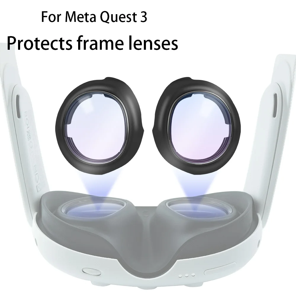 For Meta Quest 3 Lens Frame with Blue Light Blocking Lens Covers, Removable VR Lens Protector Anti-Scratch Accessories
