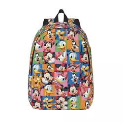 Custom Minnie Mickey Mouse Collage Canvas Backpack Girls Boys College School Travel Bags Men Women Bookbag Fits 15 Inch Laptop