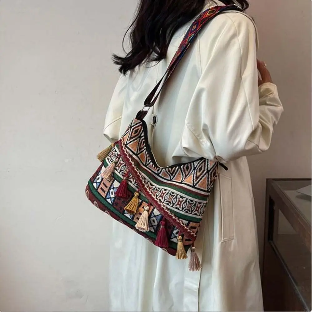 

Сумки через плечо с кисточками в этническом стиле, тканая сумка, сумка через плечо с бахромой, большая вместительная сумка, богемная женская сумка-тоут
