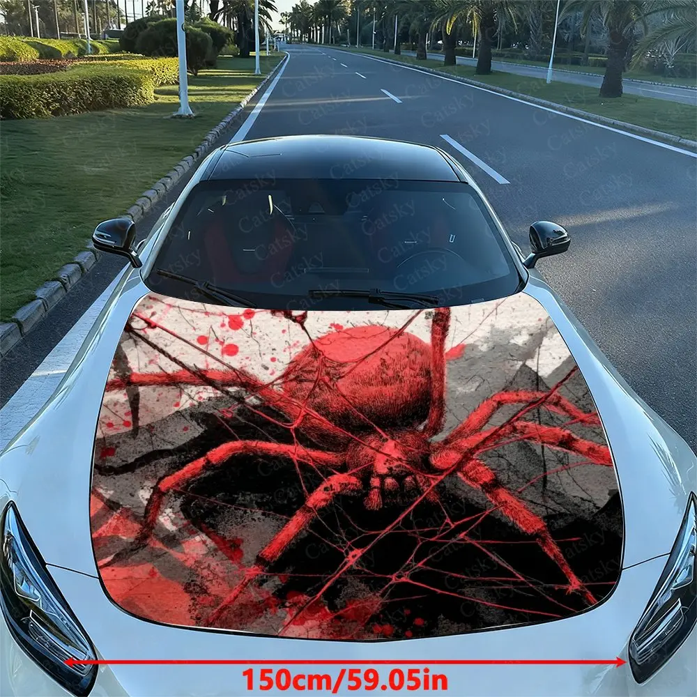 Red Spider Car Hood Stickers-Durable PVC Art Sticker For Car, Motorcycle Decoration Truck | Motorcycle Decal | Artistic Decal |