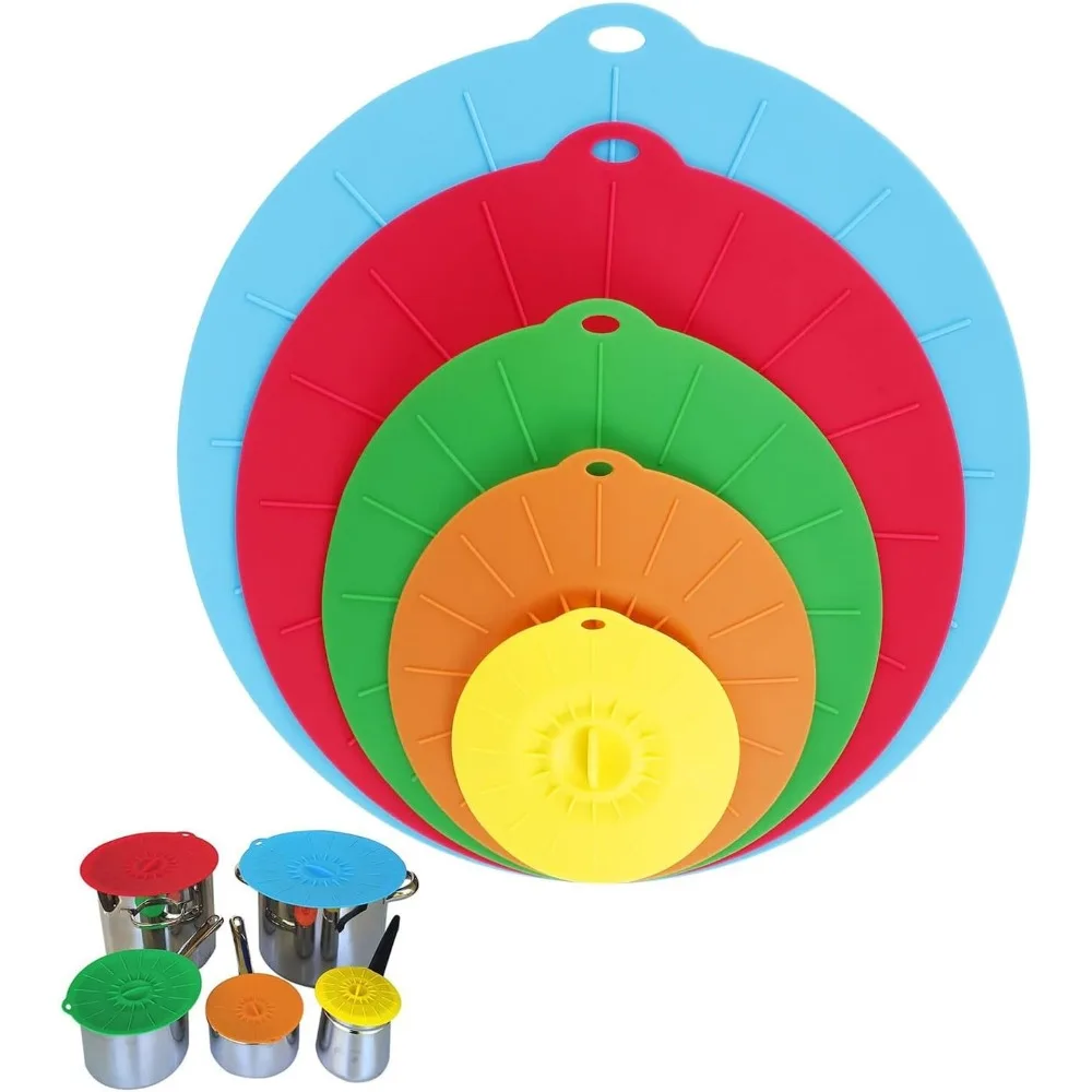 Silicone Fresh Lids Microwave Splatter Cover, Reusable Heat Resistant Suction Lids for Oven Fridge, BPA Free, Fresh-keeping Cove