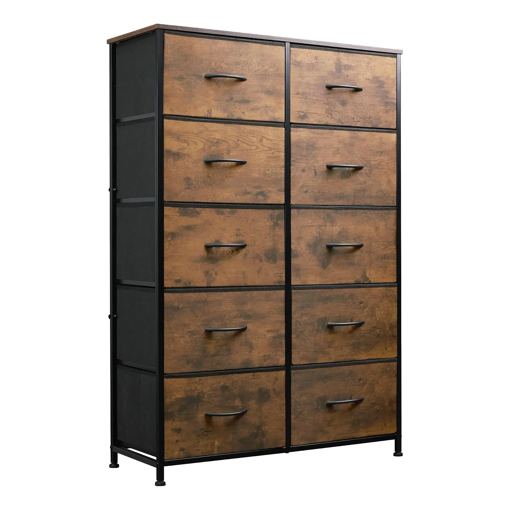 Tall Dresser With 10 Fabric Drawers Wardrobe With Metal Frame Large Storage Space For Living Room And Bedroom 80 X 30 X 118 Cm