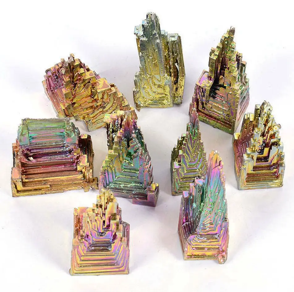 Natural Bismuth Tower Metal Pyramid Stones Mineral  Gemstone Reiki Stone Meditation Collection Home Crystals