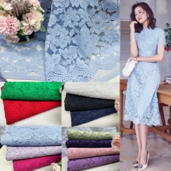 Lace Fabric Heavy Strand By The Meter for Dresses Sewing Plain Flower Cloth Hollow-out Three-dimensional Textile Summer Blue Red