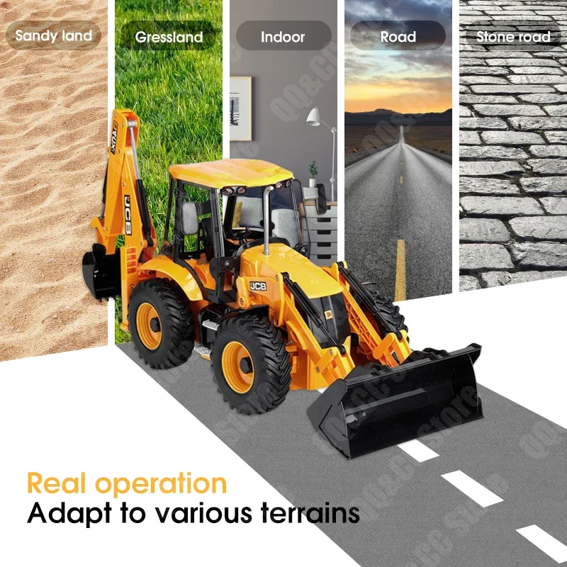 DOUBLE E E589 RC Loader 1/20 Excavator Remote Control Car Engineering Vehicle Truck Model Bulldozer Trailer Toy for Boys Gifts