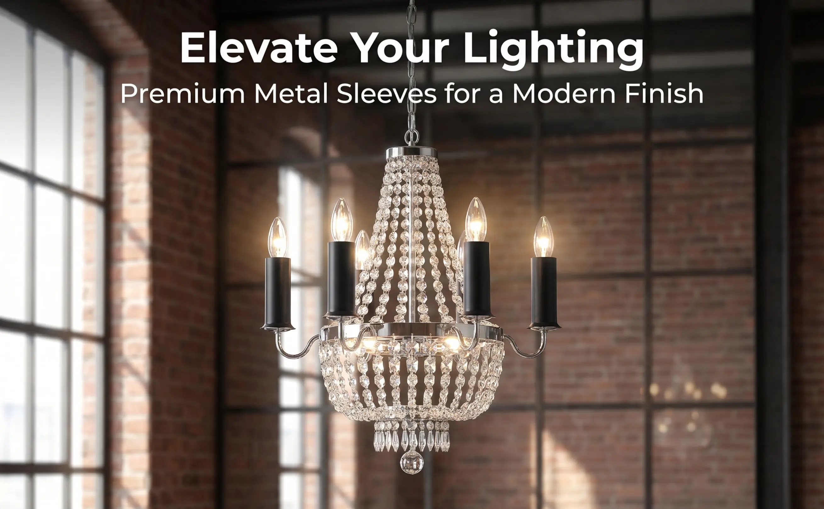 Metal Chandelier Base Covers 6 Piece Wide Stable Flange Sleeve Tubes for Crystal Pendant Lamp Sockets