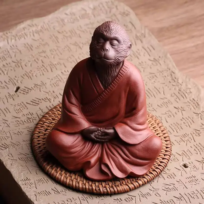 Yixing Original Purple Clay Pet Figurine, Sun Wukong, Masterfully Crafted, Fully Handmade, Exquisite Kung Fu Set, Can Be Used