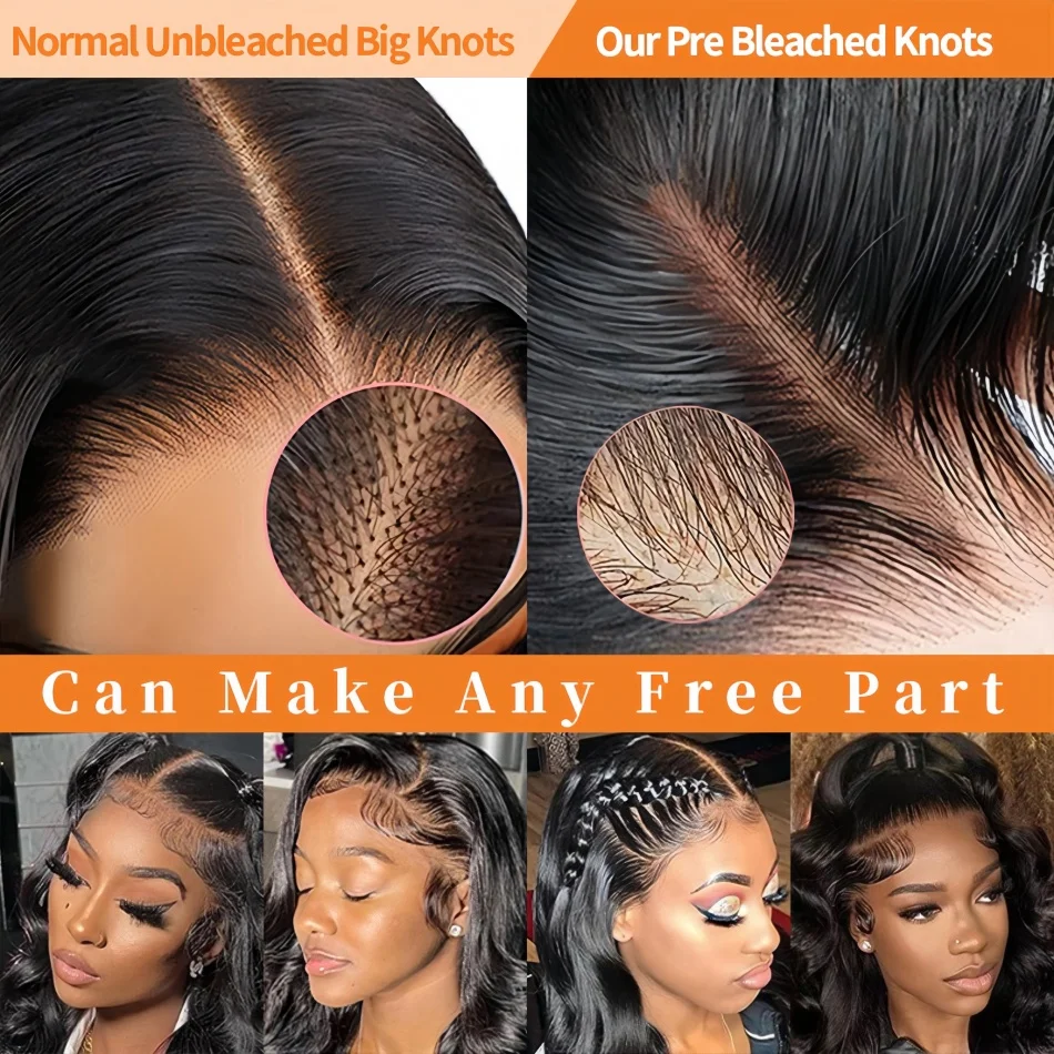 260% Density 13x6 Body Wave Lace Front Wigs Human Hair Pre Plucked 13x4