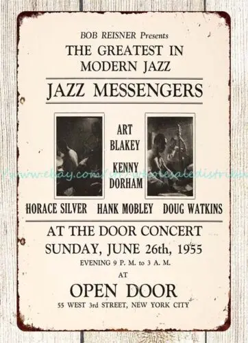 1955 Art Blakey, Jazz Messengers Concert Poster Open Door metal tin sign